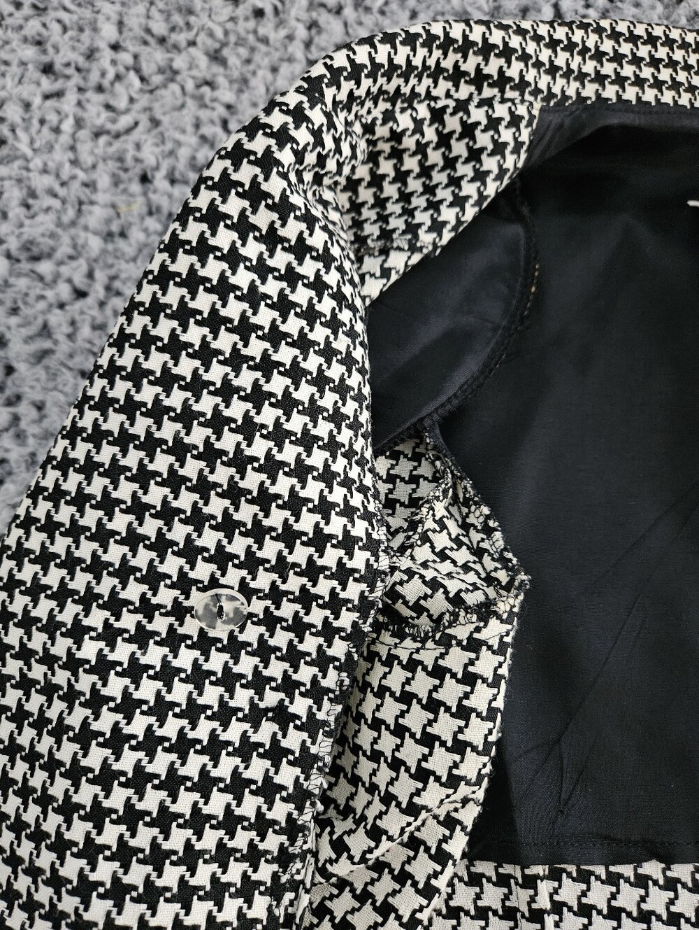 Vintage David Benjamin Houndstooth Blazer 12 L Large Double Breasted Academia - Picture 10 of 16